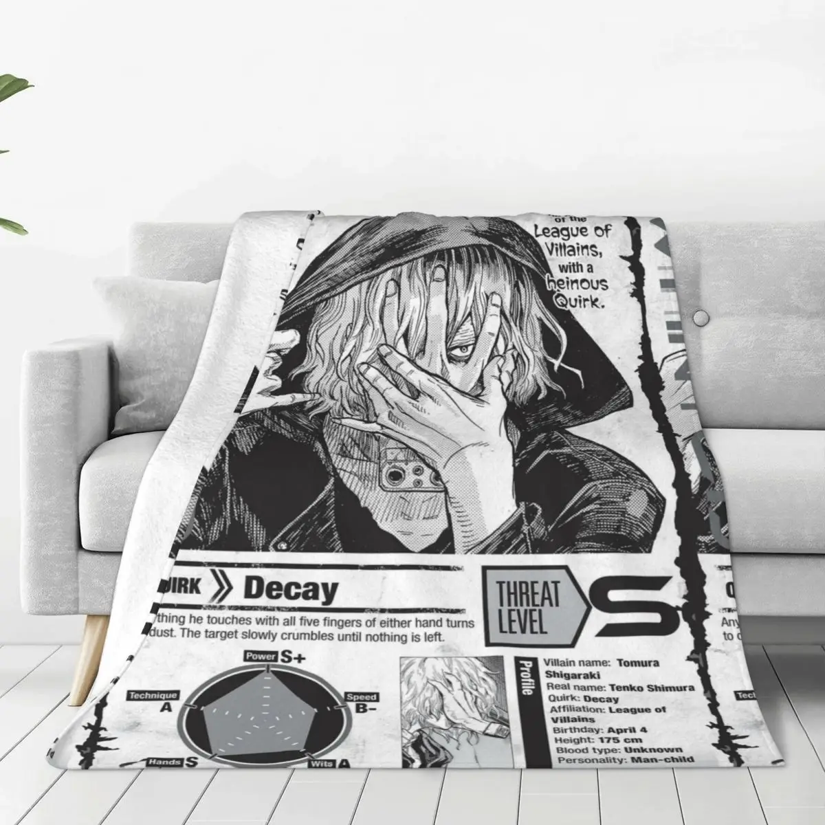 

My Hero Academia Manga Tomura Shigaraki Blankets Fuzzy Throw Blanket Summer Air Conditioning Decoration Soft Warm Bedsprea