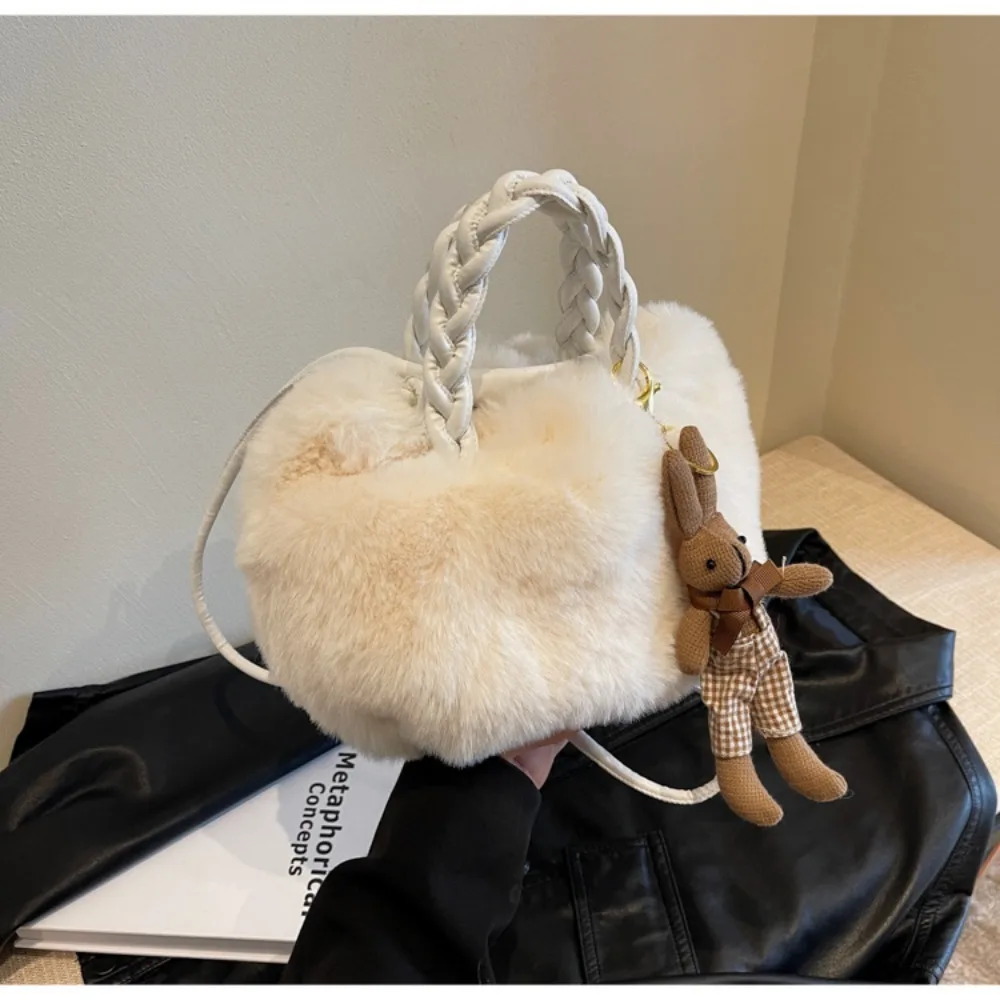 Женская плюшевая сумка практичные из плюша устойчивая к грязи сумка-мессенджер с