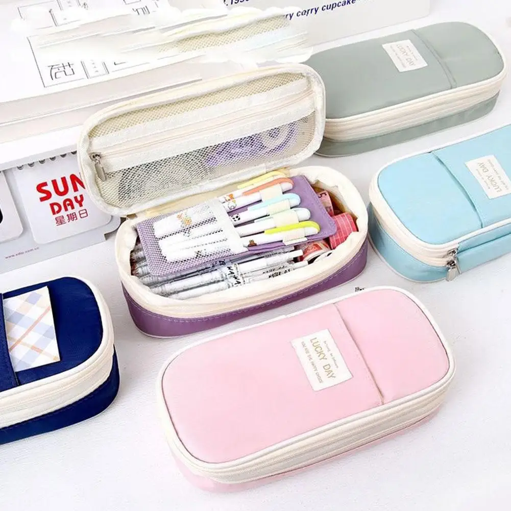 Пенал большой емкости для карандашей школьные принадлежности сумки хранения