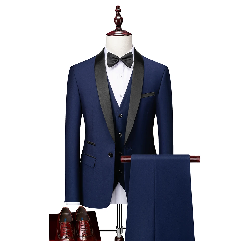 Costume de smoking de luxe pour hommes  ensemble de 3 pièces (Blazer + pantalon + gilet)  robe Slim