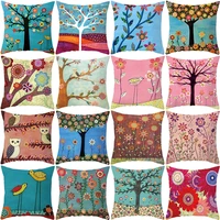 abstract floral cushion cover 45x45cm square painted oil paint tree decorative pillowcase color sofa cushions home decor pillows