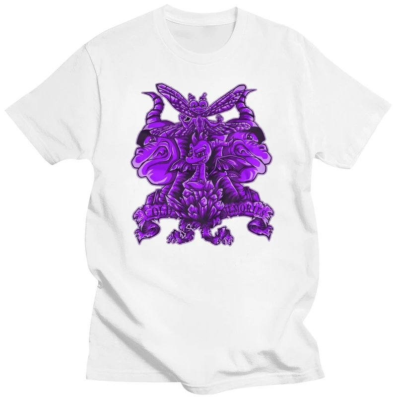 

Хлопковая Повседневная рубашка, Белый Топ, футболка Spyro с изображением старых воспоминаний, унисекс, дракон пэйстанция, герой