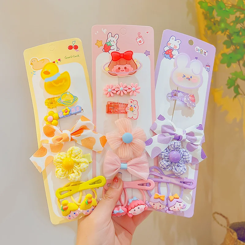 

8 шт./компл. детские заколки для волос с милым мультяшным цветочным бантом и орнаментом, милые резинки для девочек, заколки для волос, Детские...
