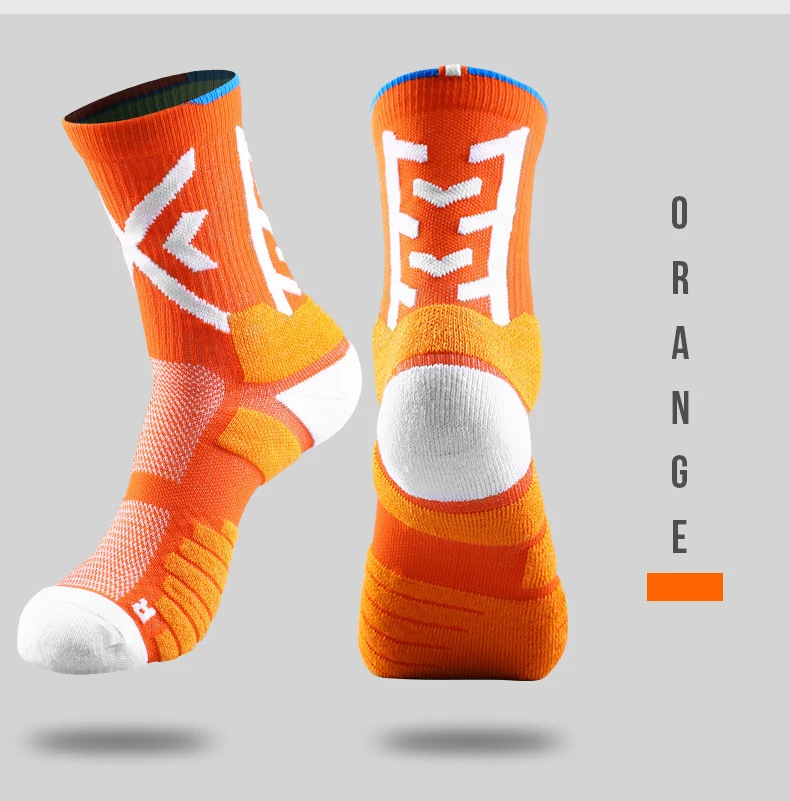 3PCS Men's Sports Basketball Socks Outdoor Soccer Running Trekking Cycling Breathable Sweat-Wicking Towel Soles Cushioned Socks