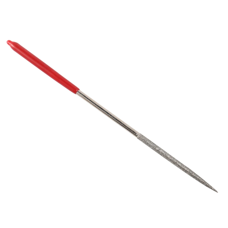

4X Lapidary Round Rat Tail Diamond Files 3Mm X 140Mm Silver Tone Red