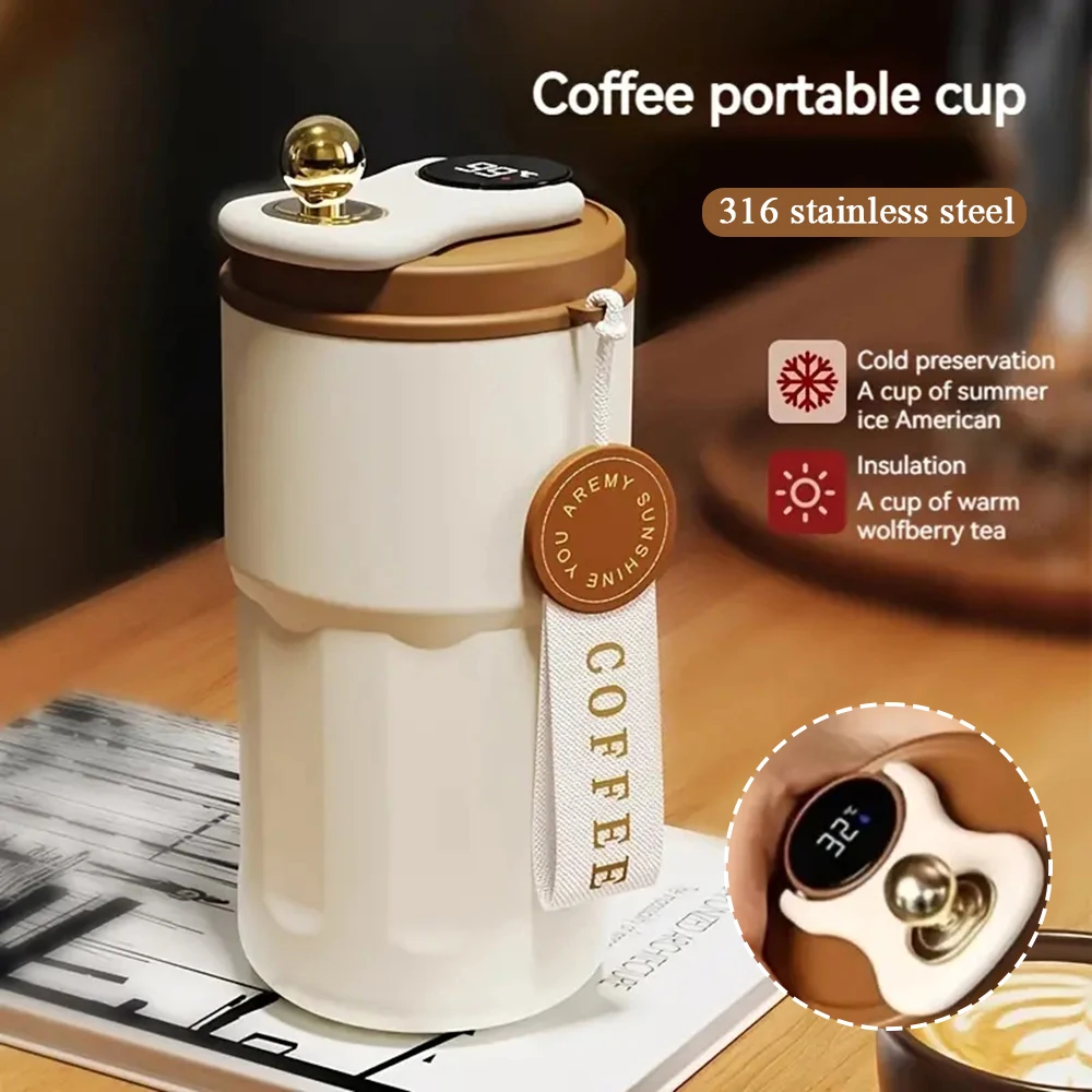 450 мл цифровой дисплей портативная изоляционная кофейная чашка из нержавеющей