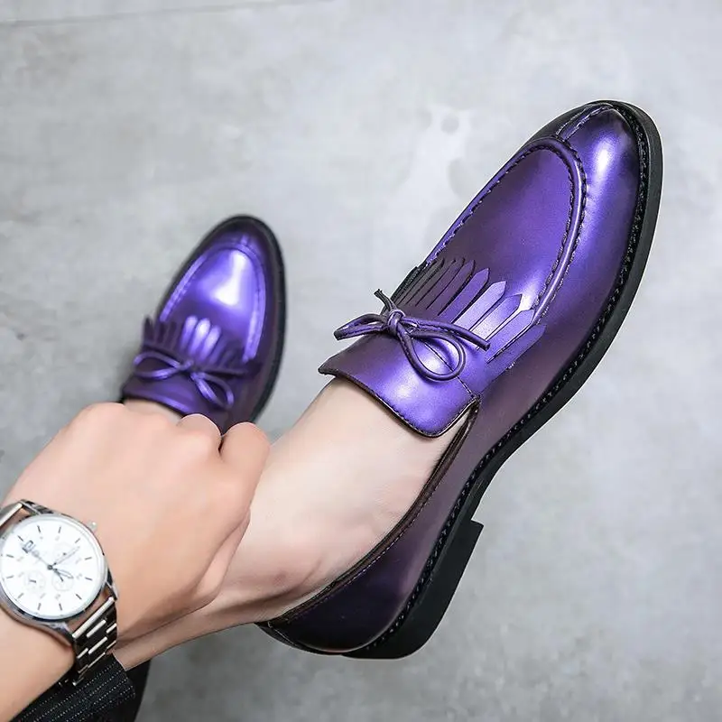 Big Size British Style Pointed Toe Loafers Leather Casual Shoes For Men Handmade Luxury Tassel Flats Slip On Dress Shoes