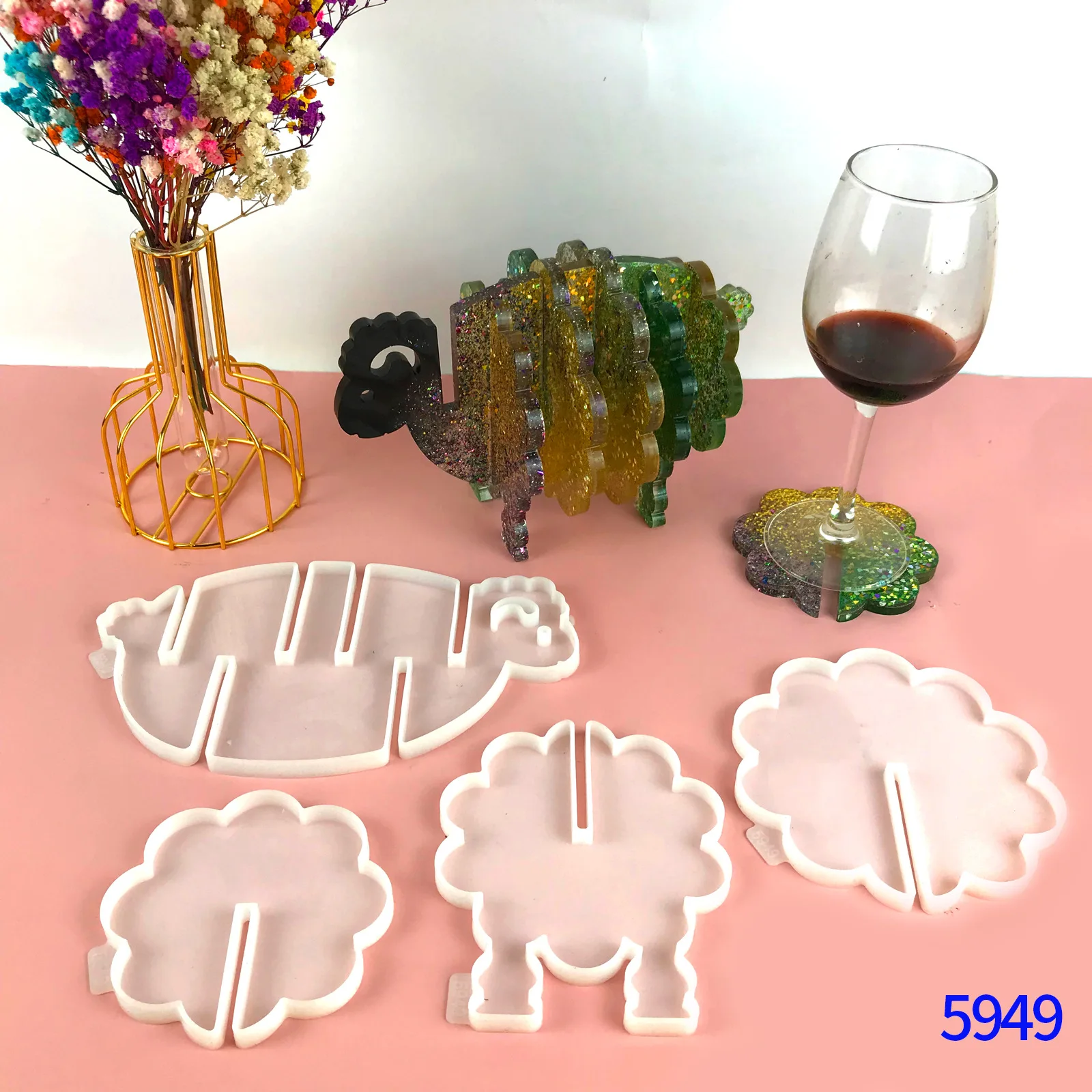 

Sheep Coaster Epoxy Resin Mold Diy Animal Lamb Coaster Bracket Set Tea Coaster Silicone Mold Craft Tools Resin Mold Silicone