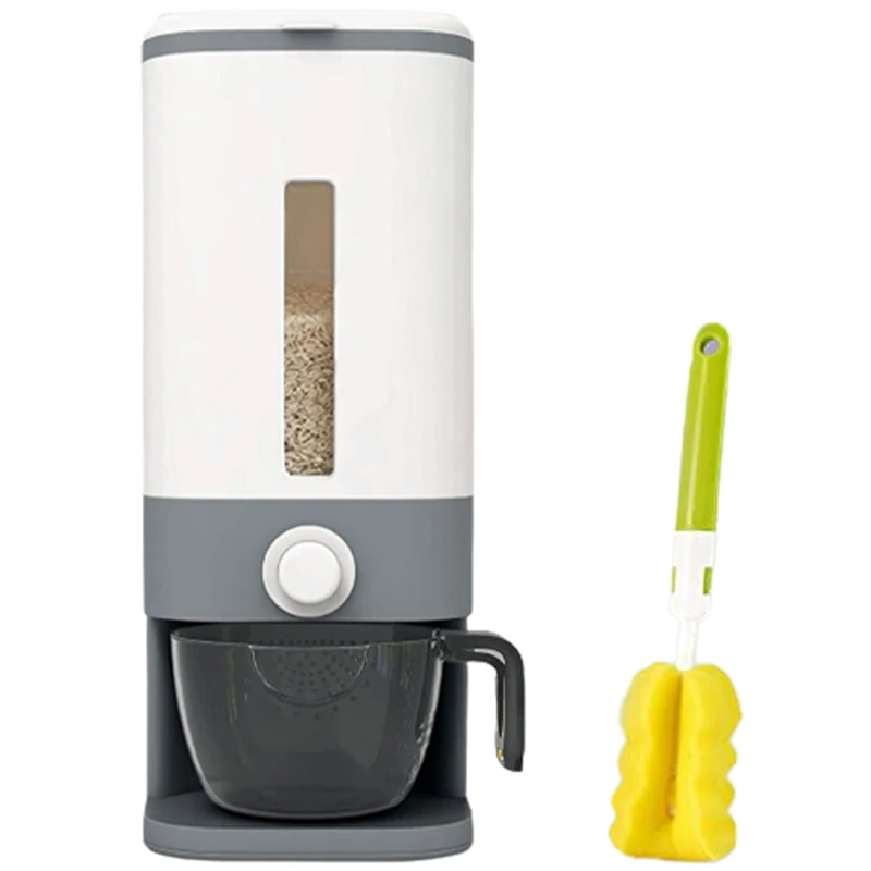 

Rice Dispenser, Grain Container Storage With Lid Measuring Cylinder Moisture Proof Household Cereal Dispenser Bucket