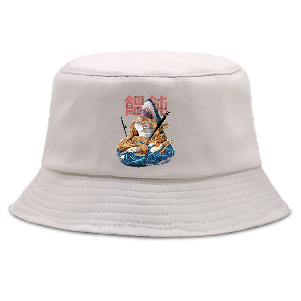 

Bob Woman Japanese Shark Ramen Beach Sun Harajuku Men's Cap Panama Hip Hop Outdoor Bucket Fishing Hats