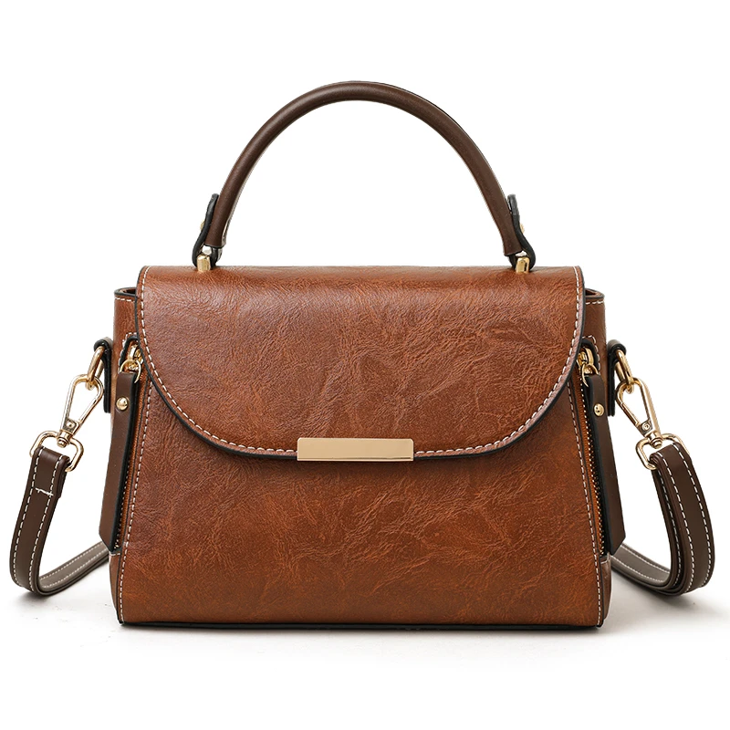 

Vintage Shoulder Crossbody Bags for Women Solid Color PU Oil Leather Shoulder Handbags and Purses