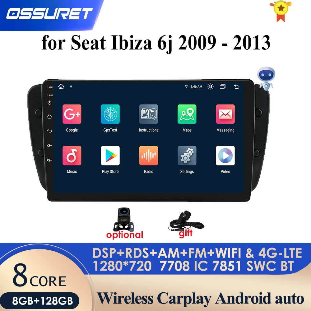 

8+128/4+64/3+32/2+32/1+16 Car Multimedia Player Stereo for Seat Ibiza 6J 2009-2013 Navigation GPS 2din Android Autoradio PC WIFI
