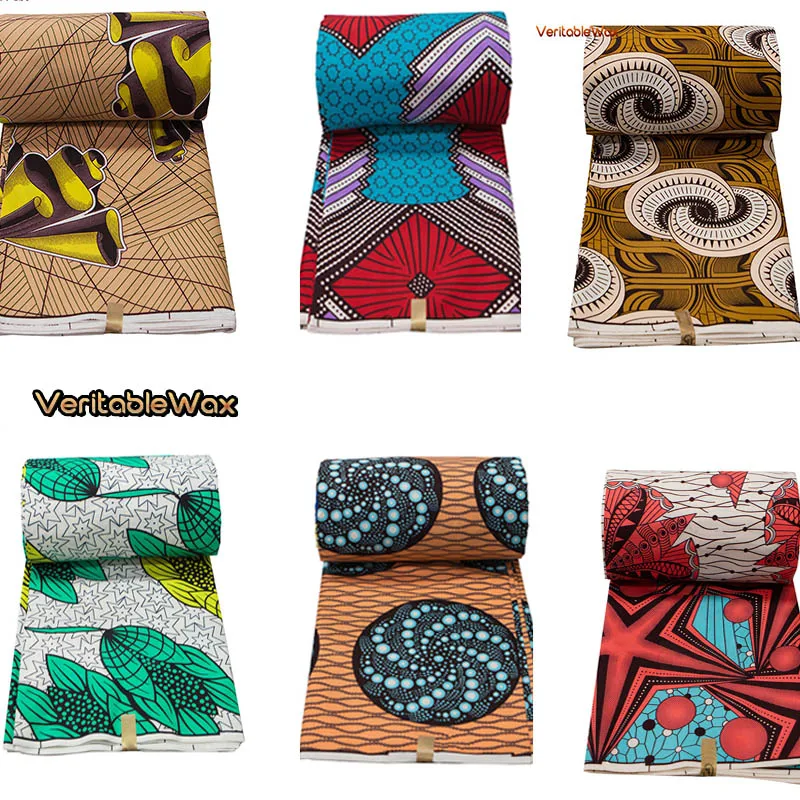 Africa Nigerian Prints Batik Fabric Real Wax Patchwork Sewing Dress Craft Cloth Polyester High Quality Ankara Tissu A-7