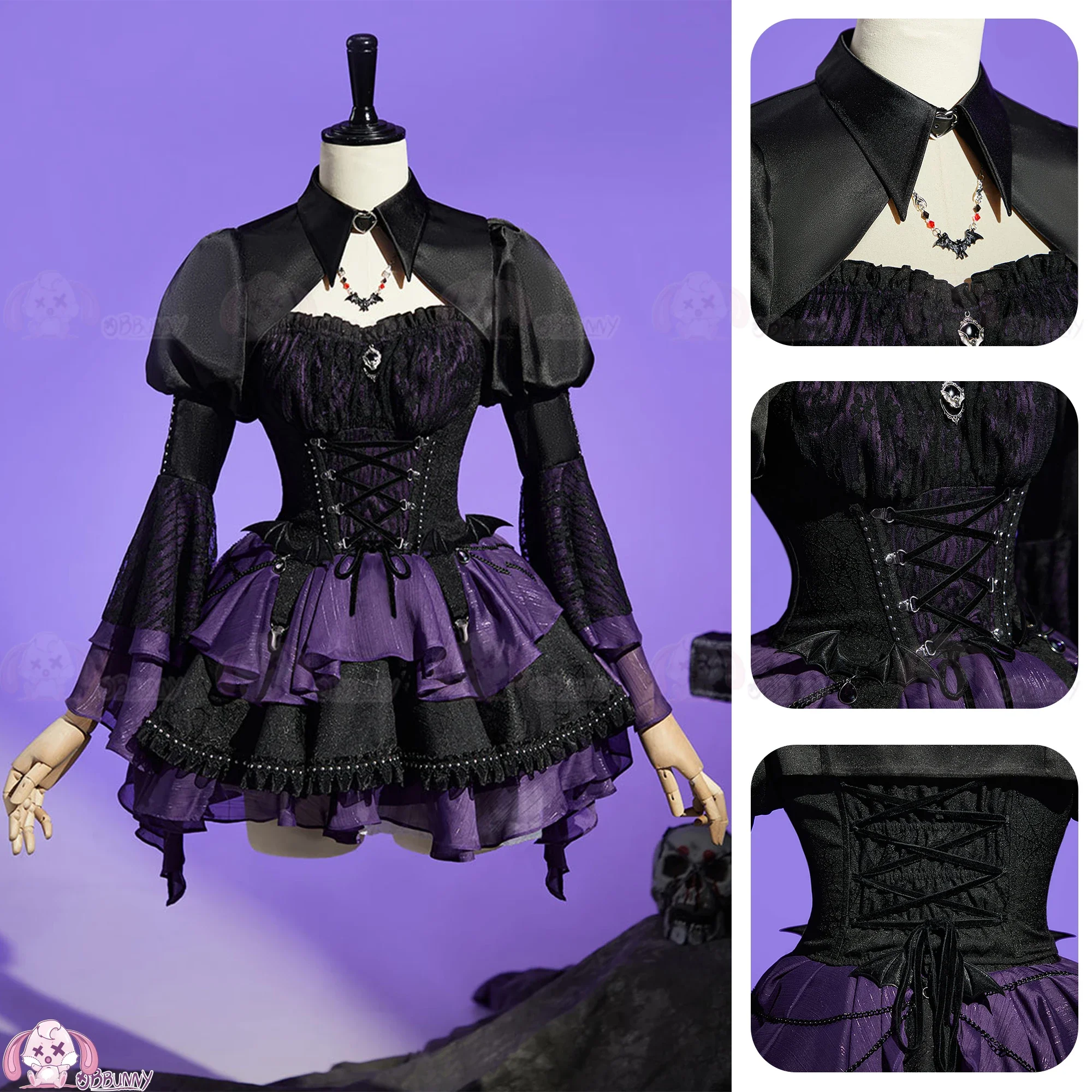 Фото 2026 новый костюм Monster Cos High Elissabat для косплея, женский костюм на Хэллоуин, фантазийная униформа, платье, реквизит, носки, брошь Лолита №2