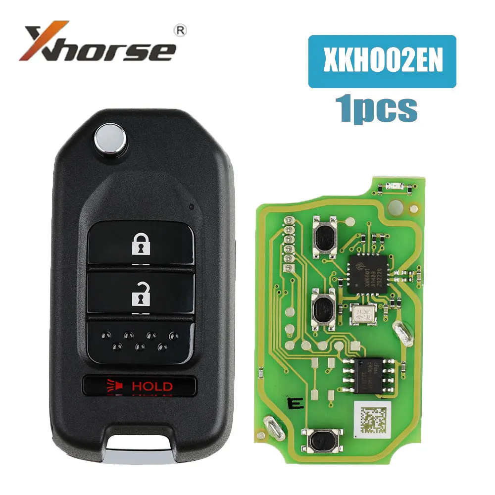 

1PCS Xhorse XKHO02EN Wire Remote Key for Xhorse VVDI Key Tool Car Remote Key for Honda Flip 2+1 Buttons English Version Car Keys