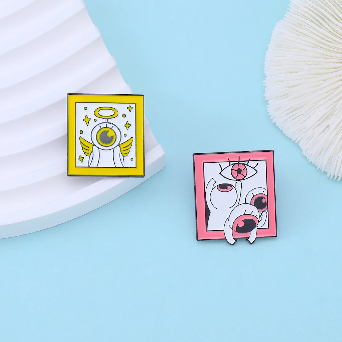 Готические броши с глазами ангела и демона большие красные глаза художественная