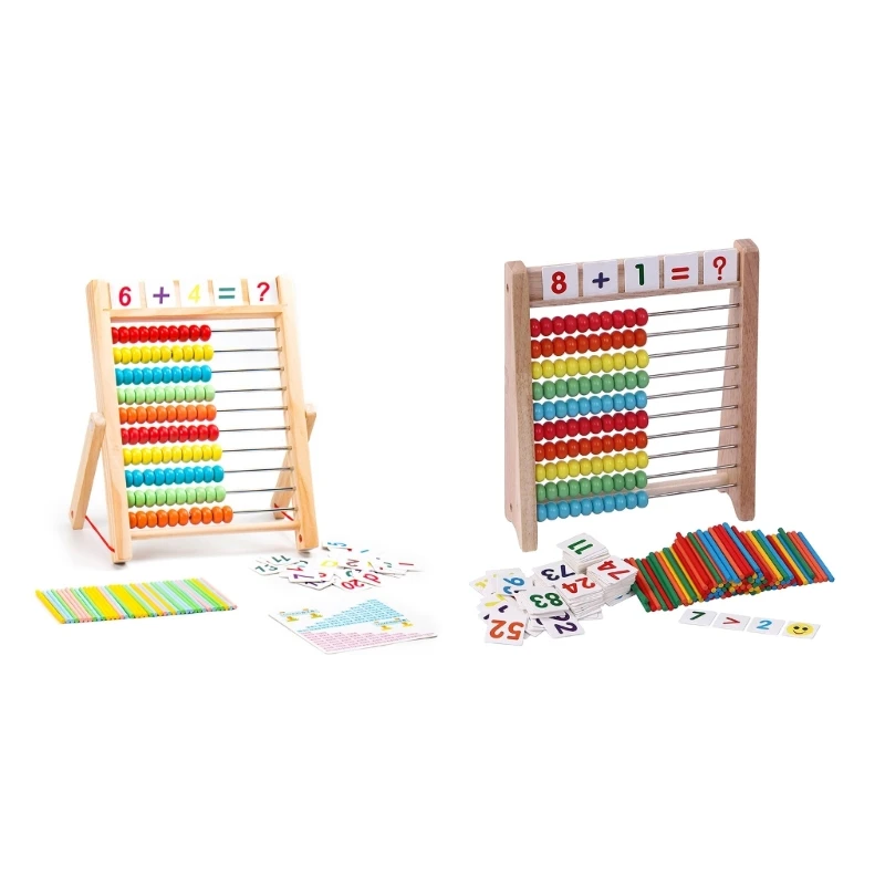 

Rainbow Abacus for Early Math Skills 100 Counting Beads for Kids' Math Learning