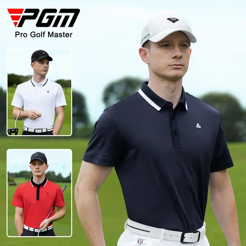 Pgm Мужская рубашка поло с короткими рукавами спортивная футболка отложным
