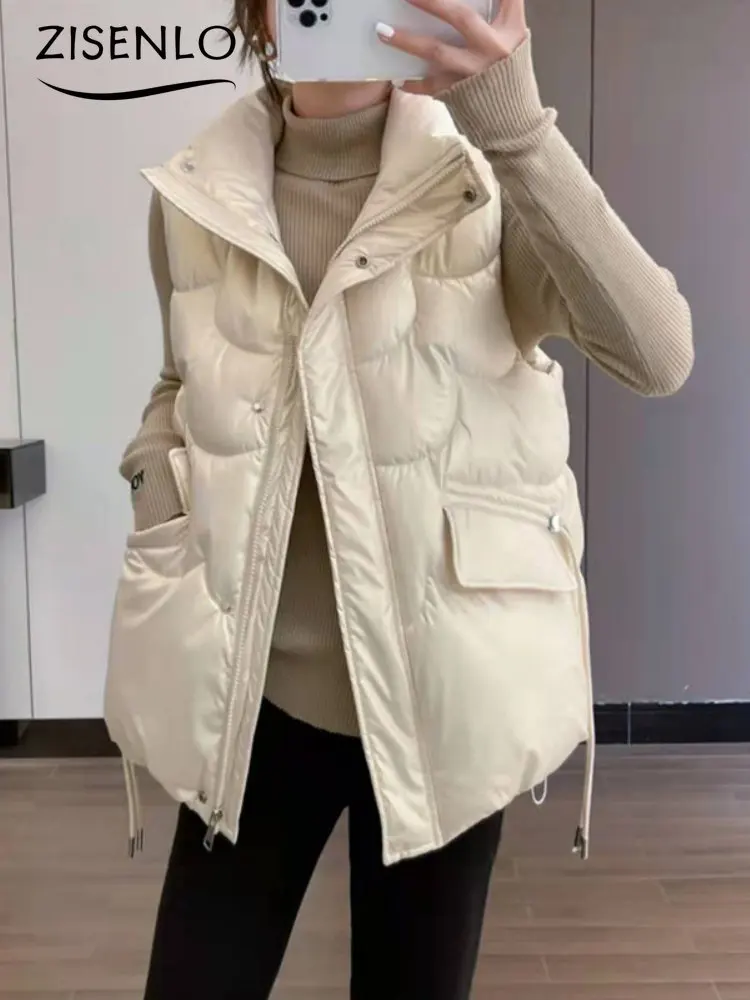 

Осенне-зимний новый внешний жилет с ярким лицом, Корейская версия, свободные женские жилеты без рукавов, куртки, зимняя куртка, женские паль...