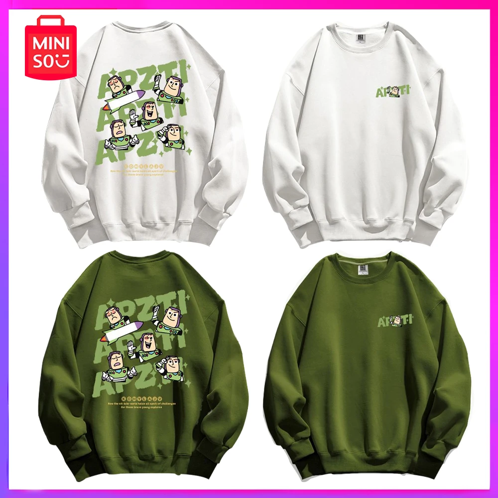 

Cartoon Print Pullover Plus Velvet Thickened Sweatshirt Unisex Versatile Large Size Loose Winter Coat Christmas Birthday Gift