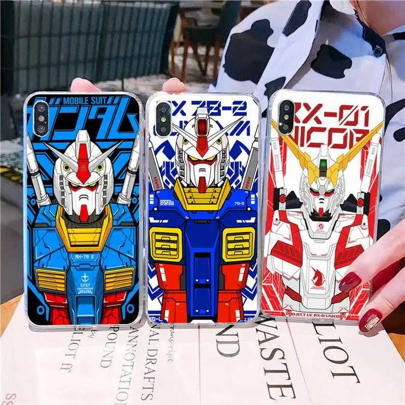 

BANDAI Japanese Anime Gundam pattern Phone Case for iPhone 11 12 13 Mini Pro Max 8 7 6 6S Plus X 5 SE 2020 XR XS Case shell