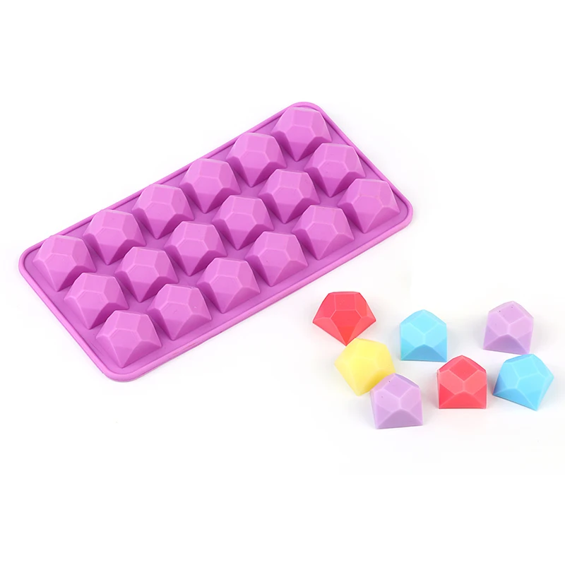 

18 Cavity Gem Candy Mold Diamond Silicone Gummy Chocolate Mould For Making Pudding Ice Cube Tray Cake Decoration Tool Wax Melts
