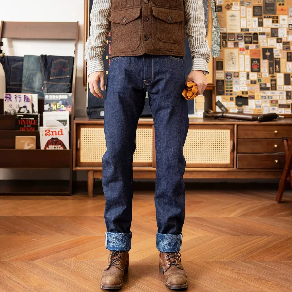 Джинсы Red Tornado NOIR Year of the Dragon Limited Edition джинсовые брюки из натурального индиго с