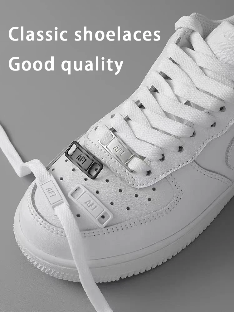 Фото For AF1 Metal Buckle Shoelaces Classics Black White Flat Shoe Laces and Shoe Decoration Suit Sneaker Shoelace Shoes Accessories №5