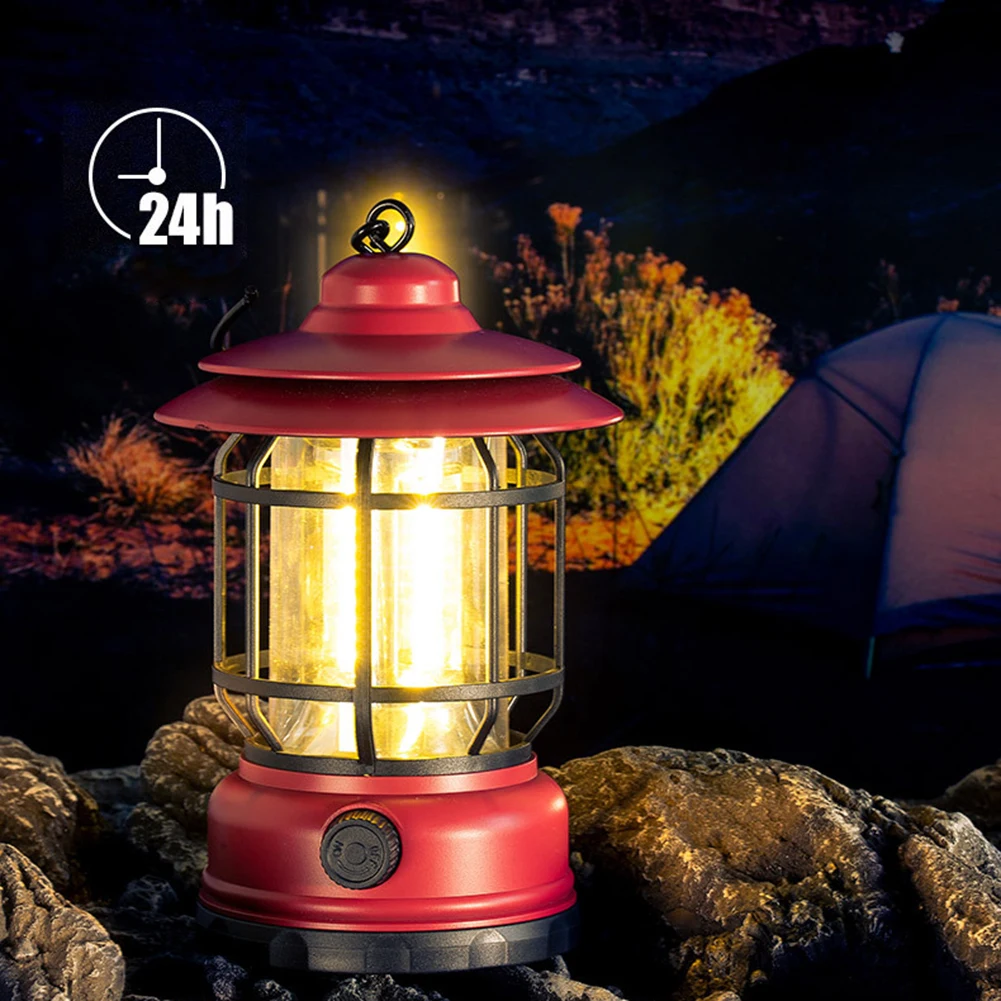 

Светодиодный светильник в стиле ретро для кемпинга, переносной перезаряжаемый светильник с крючком, многофункциональный светильник с заря...