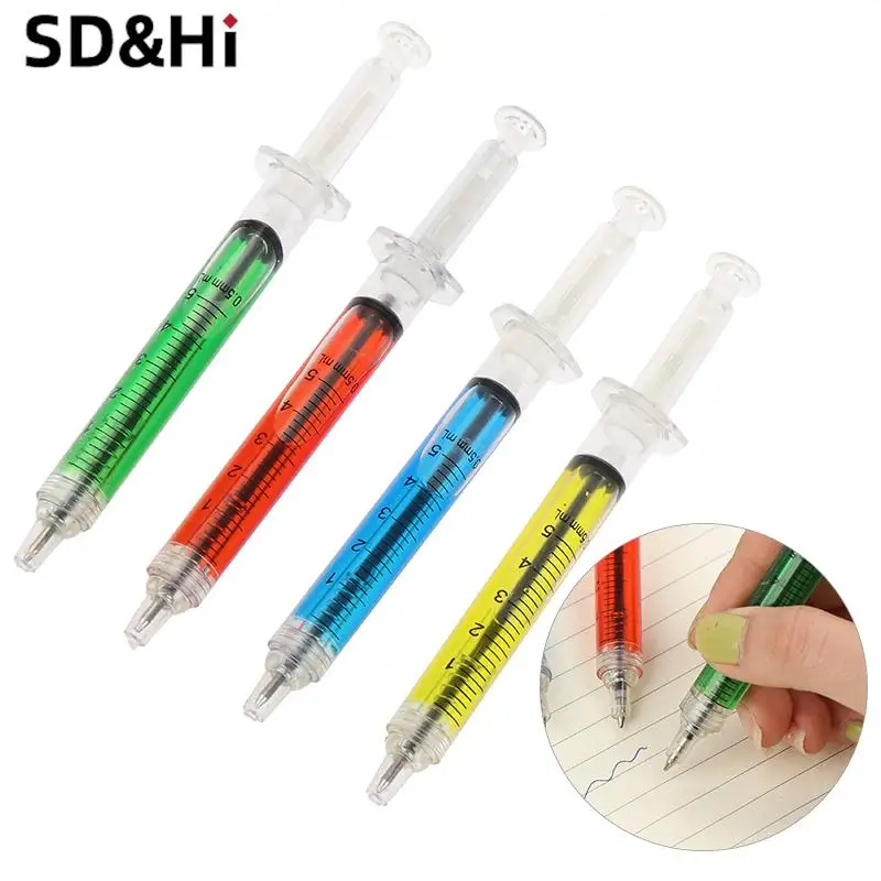 

1pc Color Red Blue Injection Type Ball Point Pen Doctor Nurse Gift Liquid Pen Transmission Syringe Pens Office School Stationery