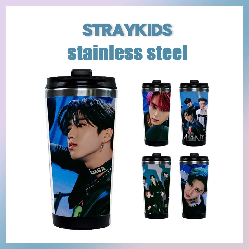 

KPOP Stray Kids Cup ODDINARY Portable Drinking Glass Bang Chan Hyun-Jin Stainless Steel Double Layer Thermos Cup Fans Gifts 34d