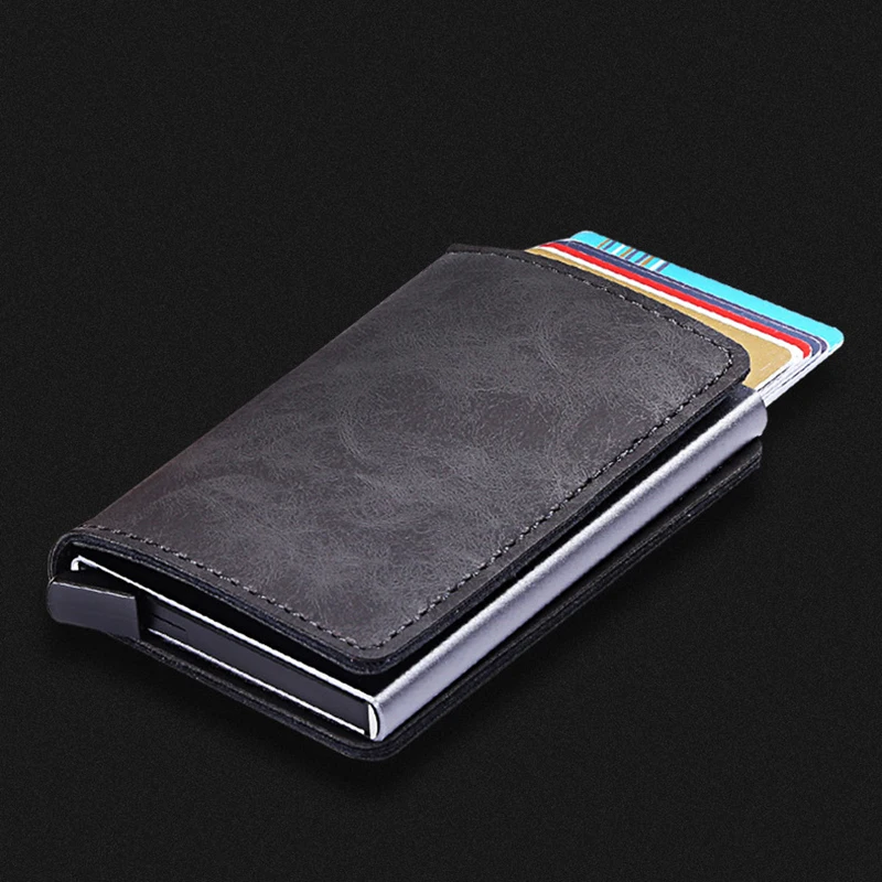 New Arrival Men's Automatic RFID Multi-function Wallet Purse Moneybag Gifts Business Daily Bags Black Brown Grey Red Card Holder