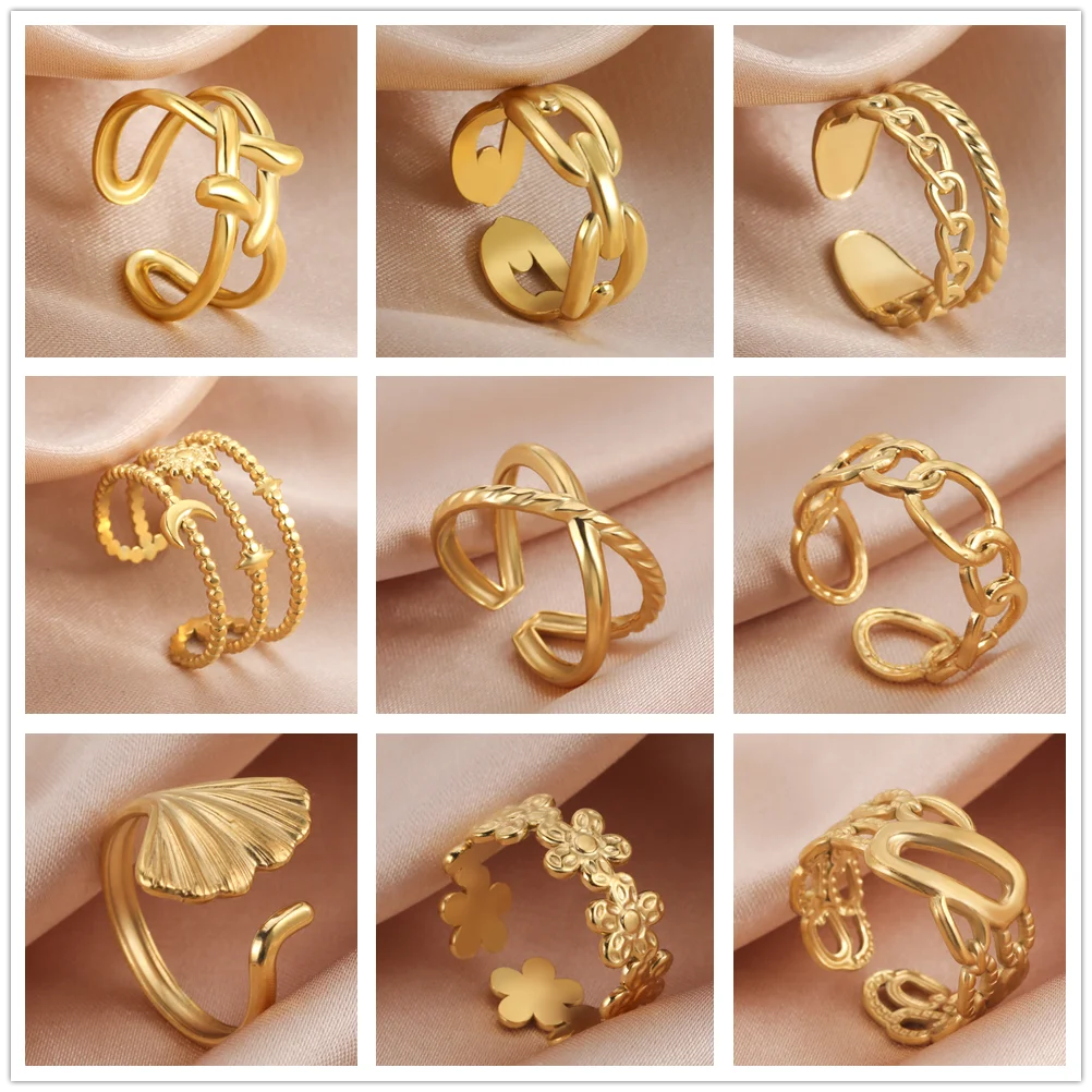 Skyrim Геометрическое открытое женское кольцо из нержавеющей стали регулируемое на