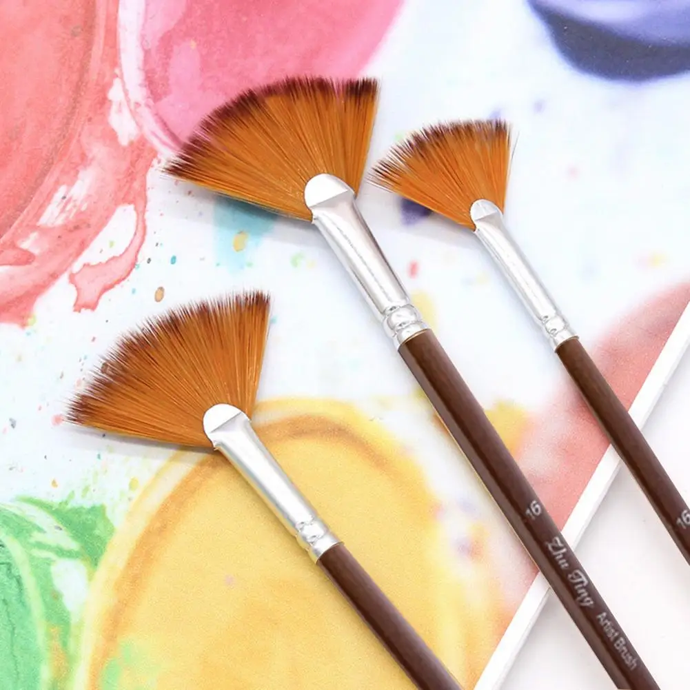 

Lightweight 1 Set Practical Fan Shape Art Painting Brush Set Portable Paint Brush Smooth Student Supply