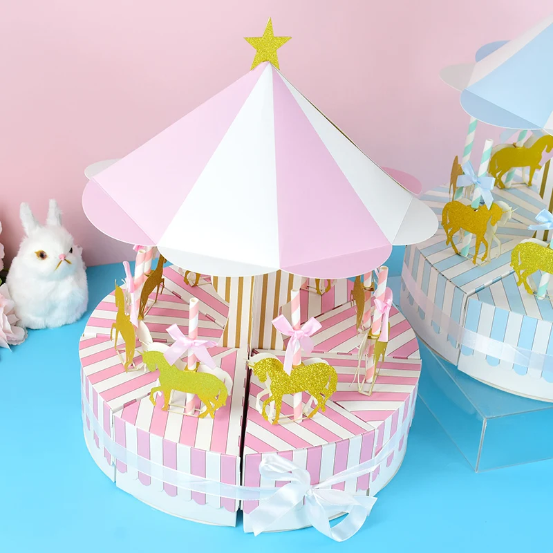 Креативная бумажная подарочная коробка в виде карусели свадебные сувениры для