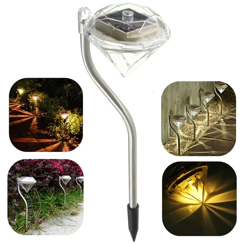 

4PCS LED Solar Garden Lights Outdoor Waterproof Lawn Lamp Colorful Diamonds Courtyard Deco Light for Pathway Flowerpot Trail