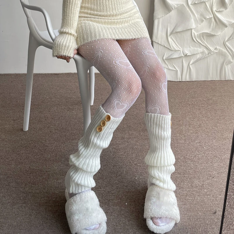 Ultrathin Hollowed Out Love Heart Fishnet Stockings Tights for Women Girls Fashion Japanese Style Lolita Sexy Elastic Pantyhoses