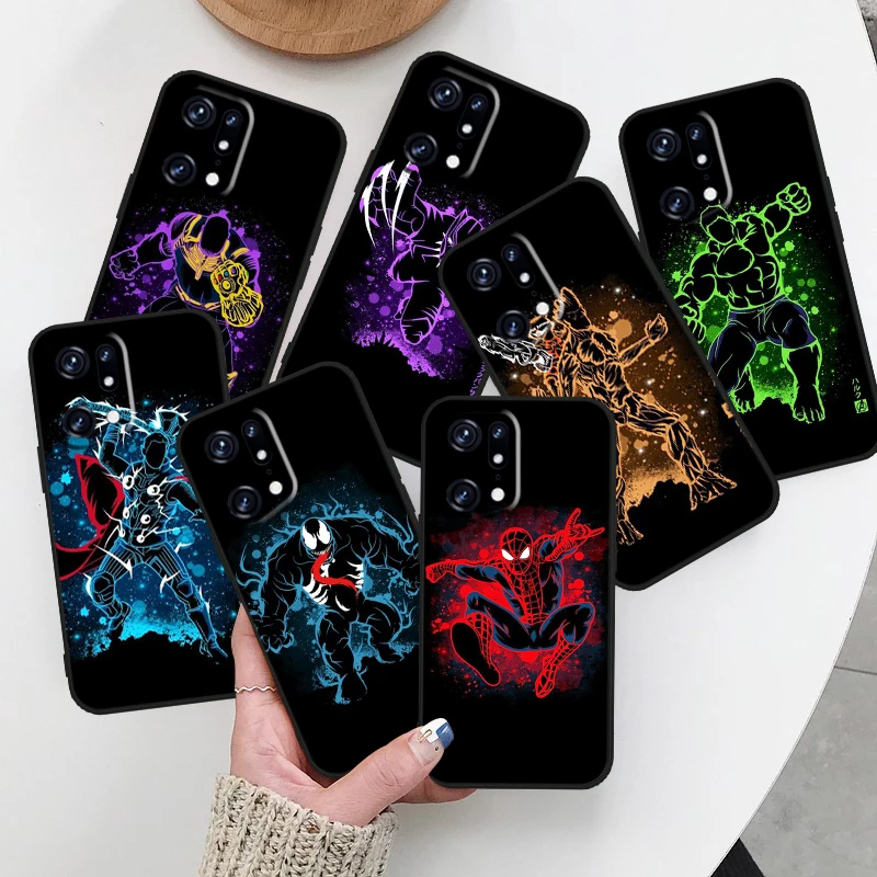 

Heroes Marvel Cool Comics For OPPO Find X5 X3 X2 Neo Reno 7 6 5 Lite Pro 4Z 4G 5G Silicone Soft TPU Black Phone Case Cover