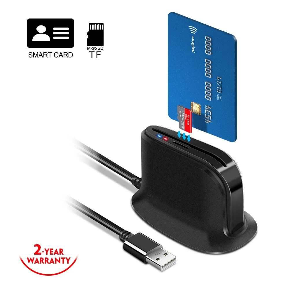 

USB 0.2 Smart Card Reader For Bank Card IC/ID EMV Card Reader High Quality Card Reader for Windows 7 8 10 Linux OS USB-CCID ISO