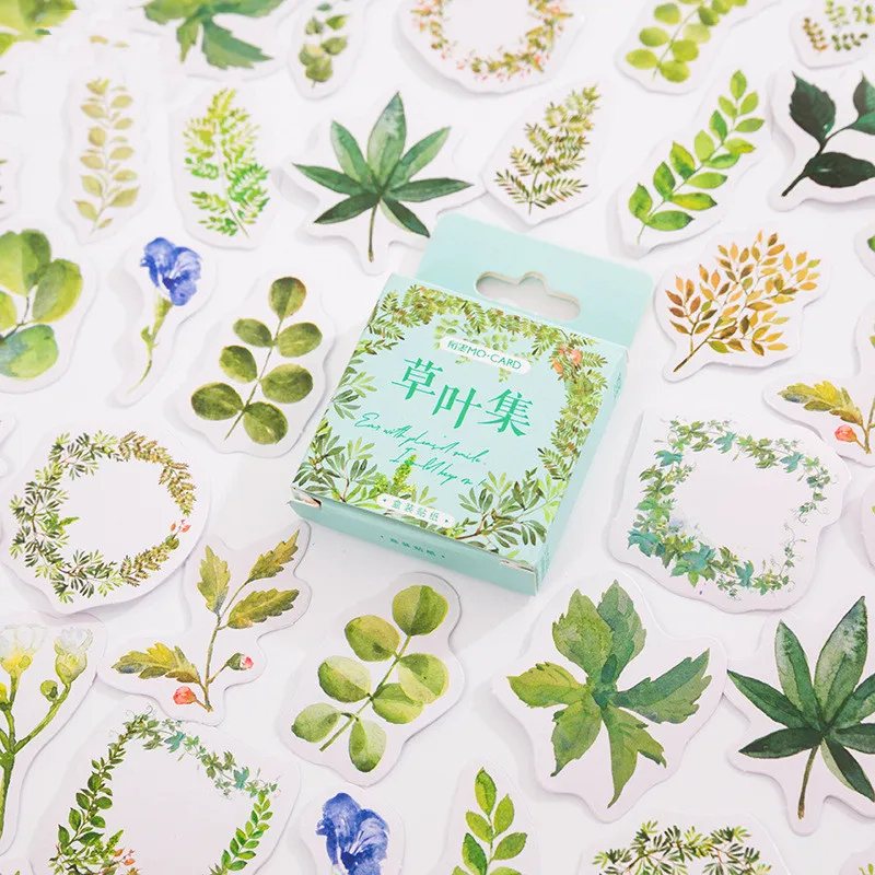 

46 шт./коркор. Милая бумажная наклейка с листьями для детей, игрушки, школьные принадлежности, дневник, блокнот, планировщик, телефон, кавайны...