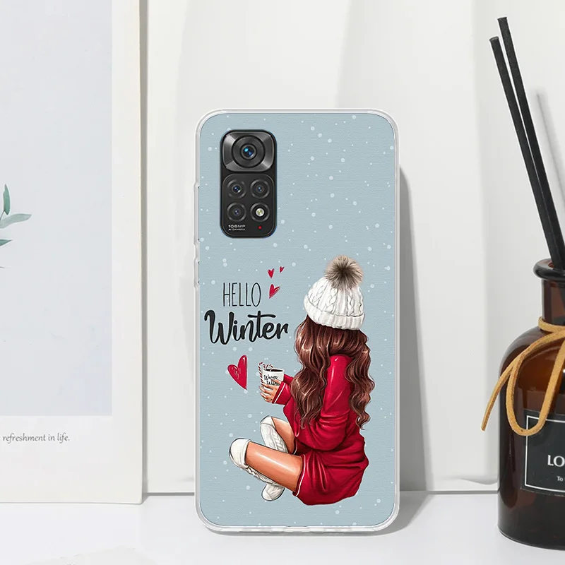 Рождественский чехол для телефона с изображением девушек кофе Xiaomi Redmi Note 13 12S 11S 10S