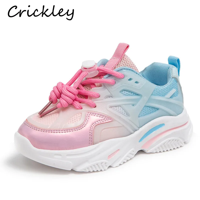 

Spring Autumn Mesh Girls Running Shoes Gradient Color Soft Kids Sports Shoes High Quality Breathable Non Slip Children Sneakers