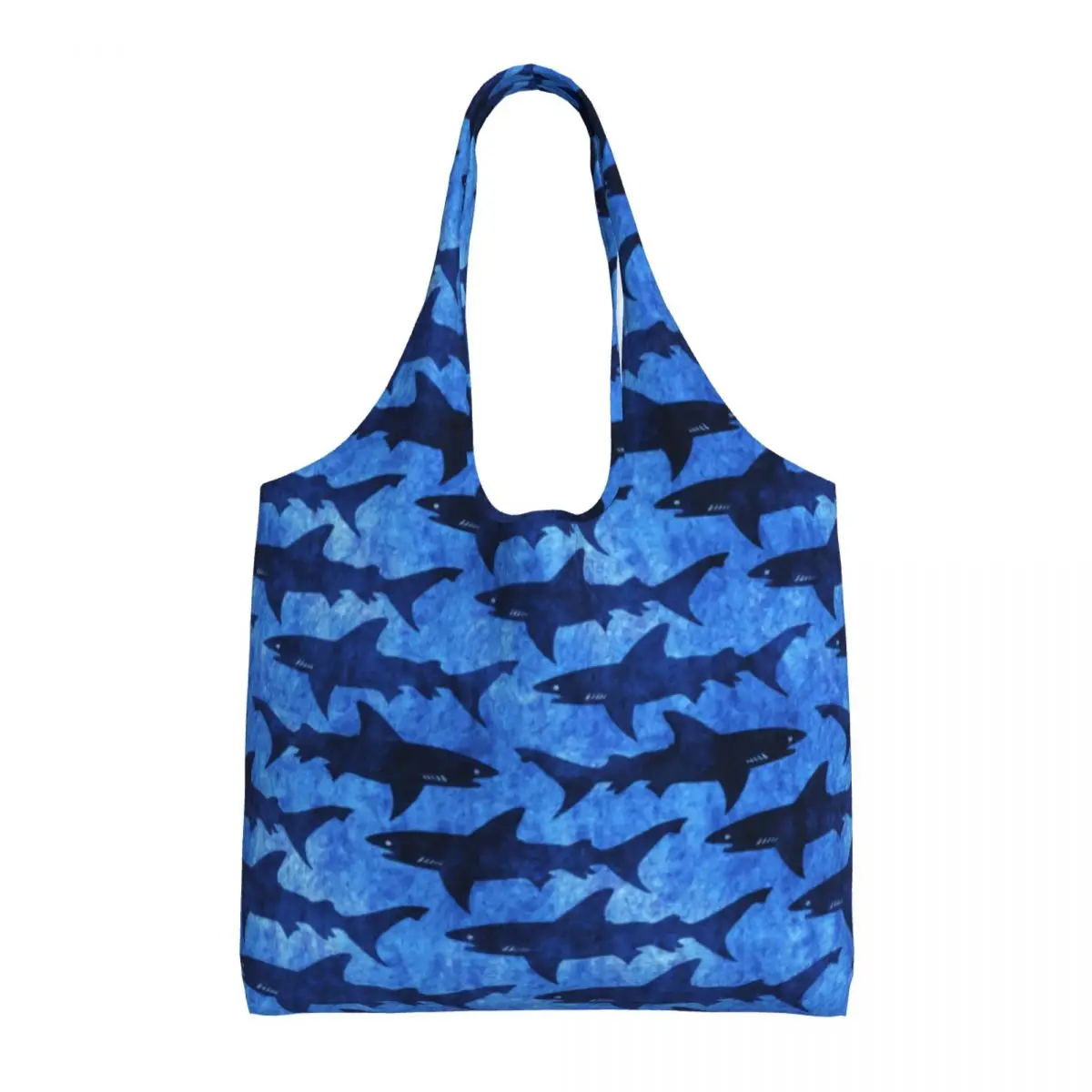

Забавная сумка для покупок с акулами в глубоком синем море Офисные Сумки из полиэстера женские стильные сумки оптом