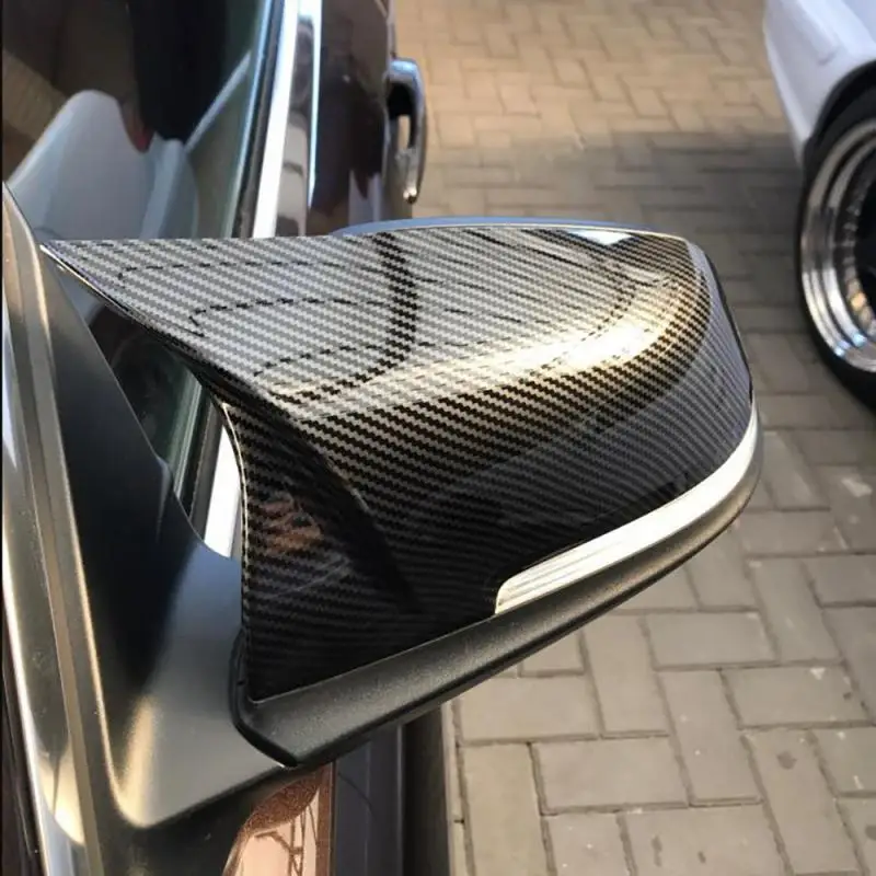 

Модифицированная форма автомобиля заднего вида, яркий черный карбоновый рисунок, 2 шт., подходит для BMW 1234 серии X1/F30