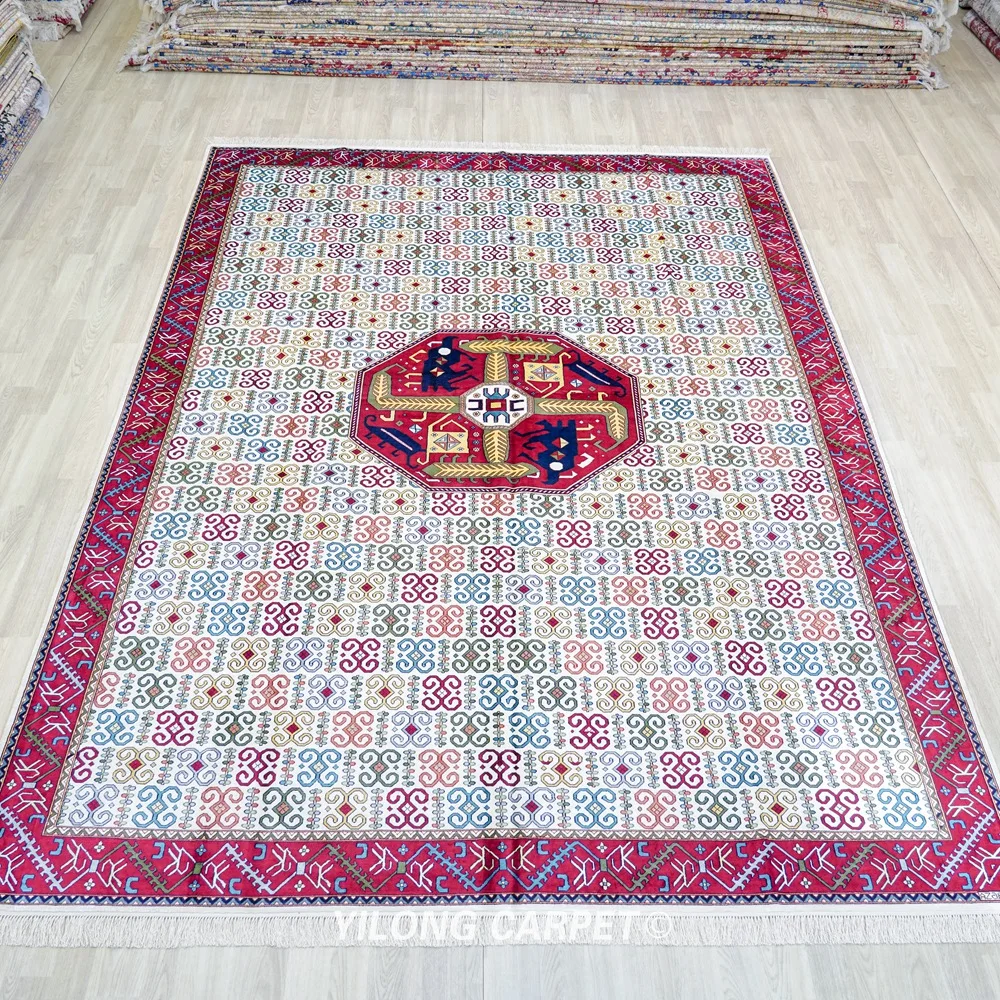 244x350cm Handmade Silk Rug Abstract Pattern Kid Friendly Indoor Carpet (BL042)