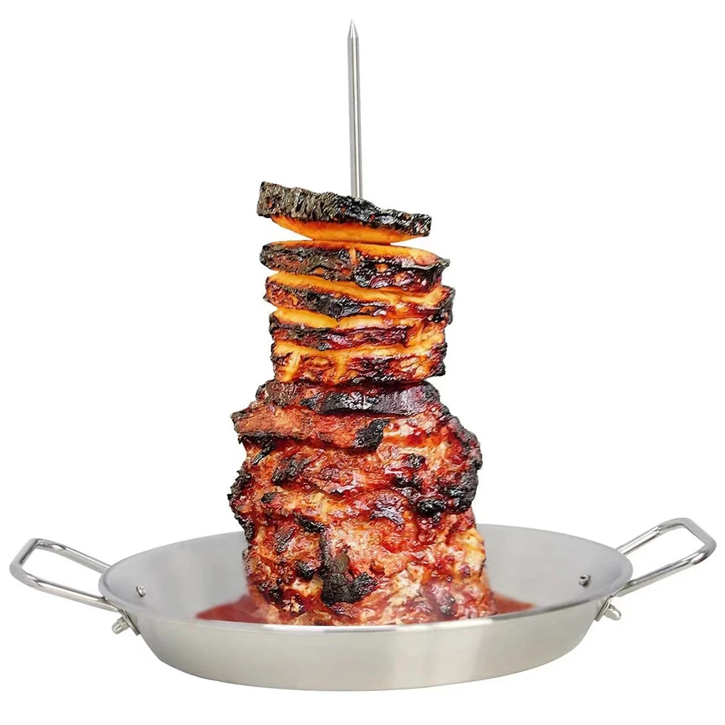 

Steel Steel Barbecue Heavy Stainless With Stand Roasting Spikes 3 Vertical Removable Duty Skewer Up Skewers Drip For Pan