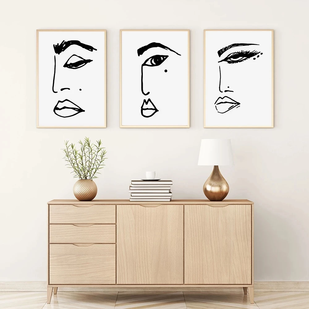 Модный эскизный постер All Face HD с принтом изображение лица иллюстрация красоты