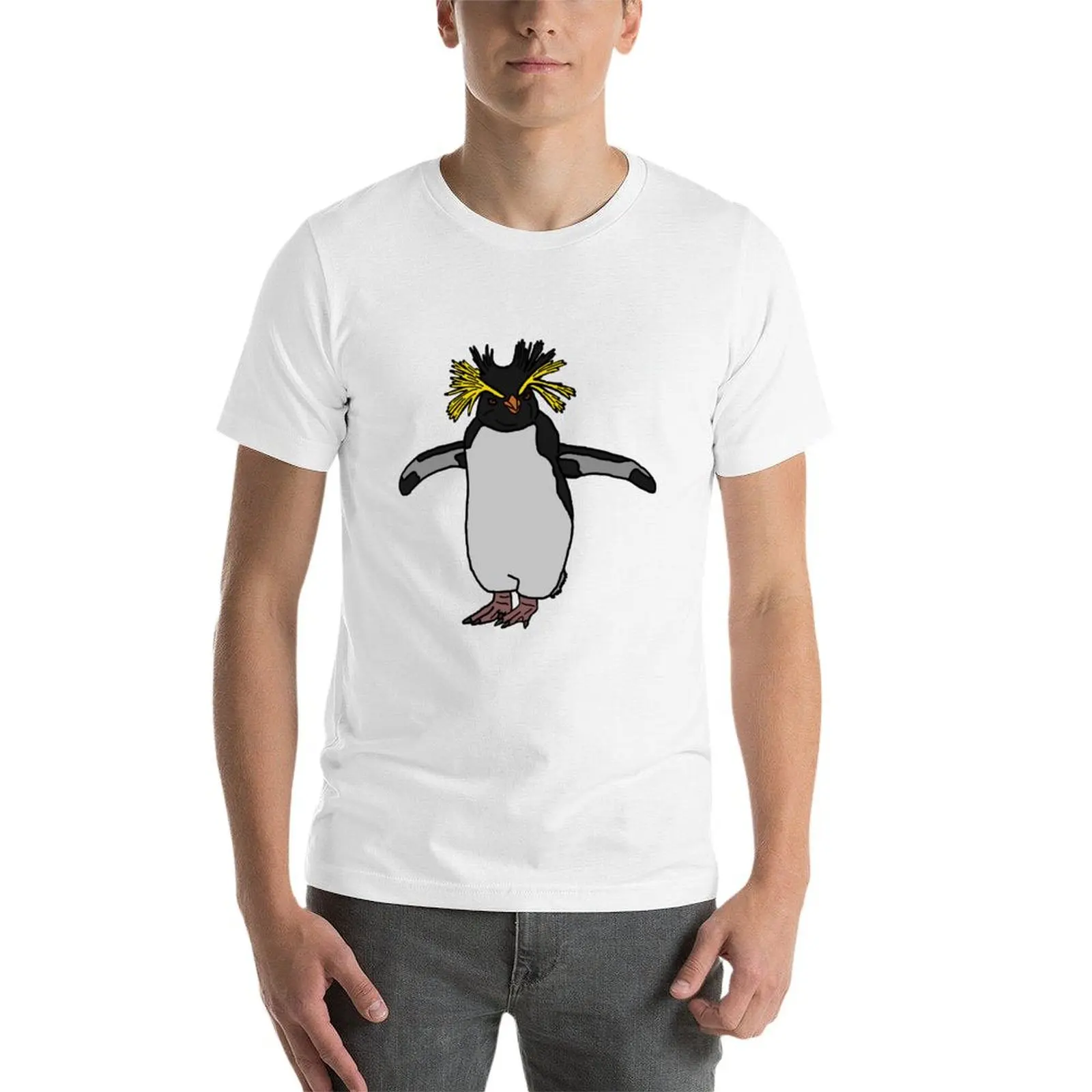 Фото Футболка Northern Rockhopper Penguin, мужская футболка, хлопковые футболки в стиле аниме, футболки оверсайз в стиле аниме для мужчин, футболка №3
