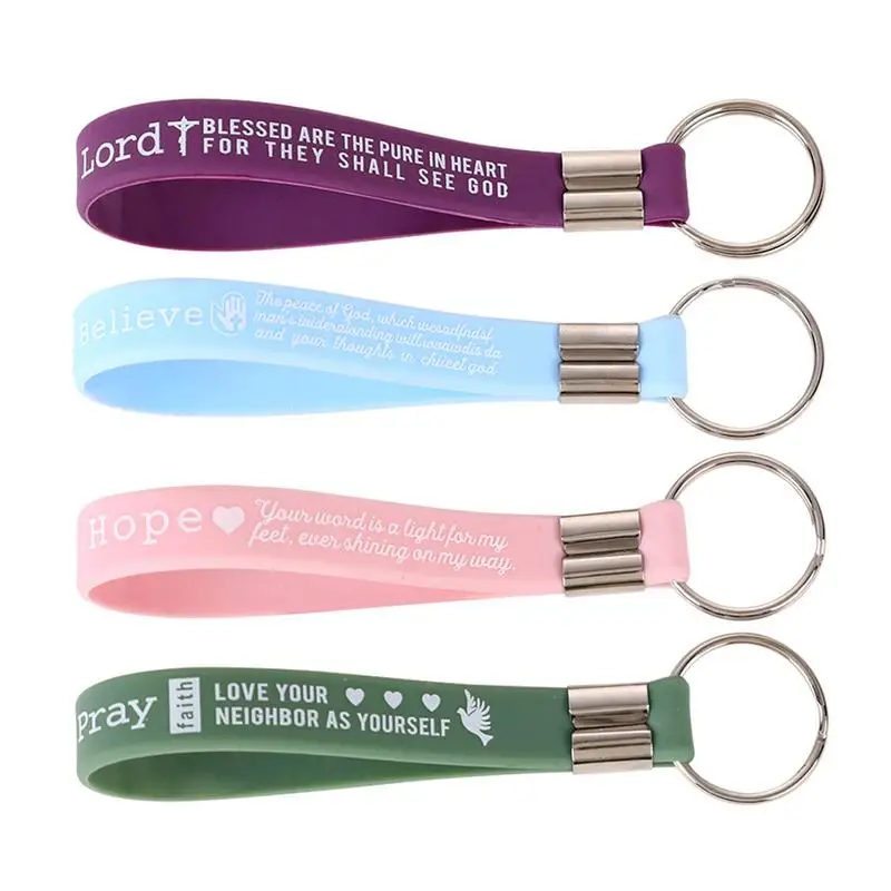 

Inspirational Christian Quote Keychains Christian Religious Bible Keychains Silicone Key Rings For Religious Gift Party Favor