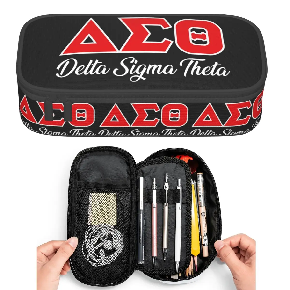Фото Пеналы для студентов Delta Sigma Theta Sorority Paraphernalia 1913, вместительные пеналы-косметички, органайзеры для ручек №2